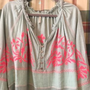 Free People cotton embroidered shirt